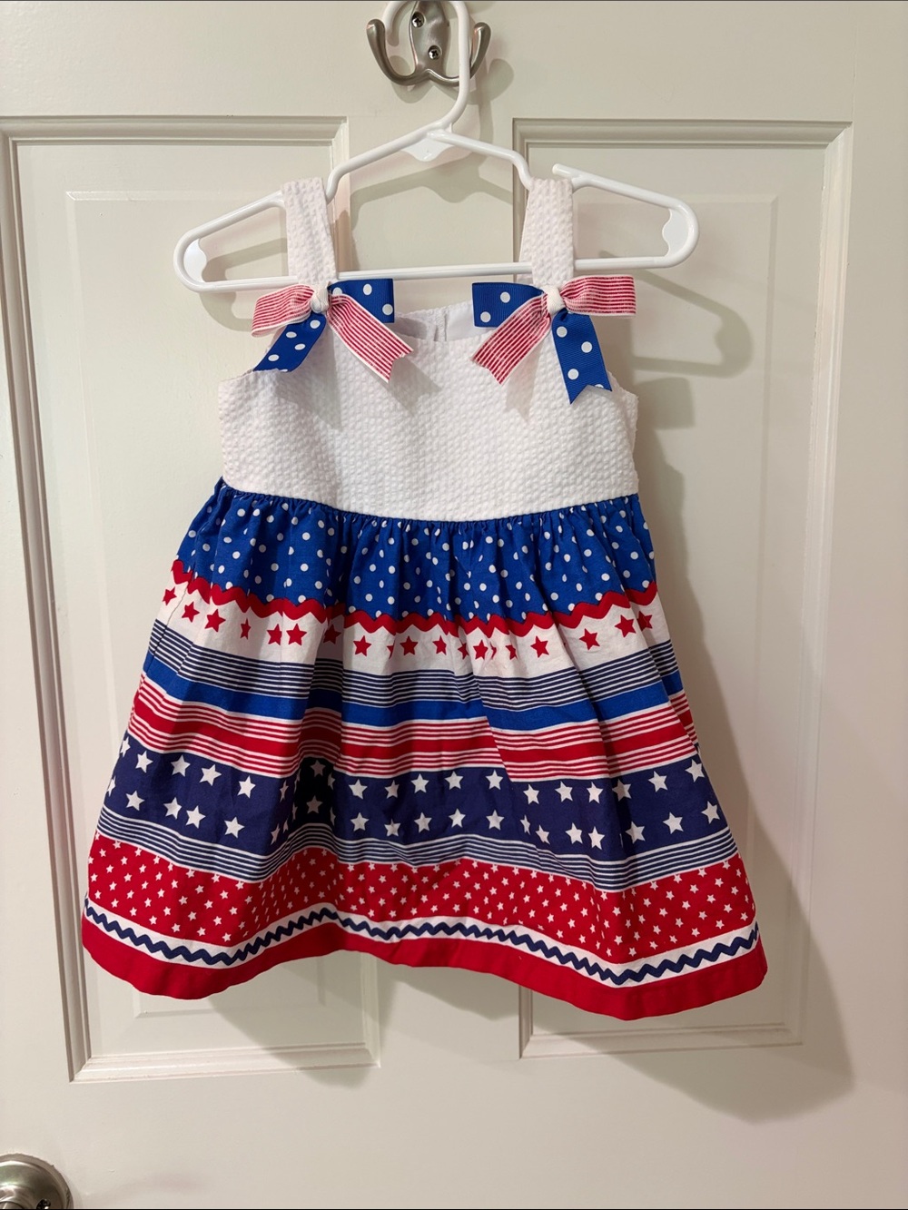 Bonnie Baby Girls' Patriotic Red, White & Blue Star Stripe Dress
